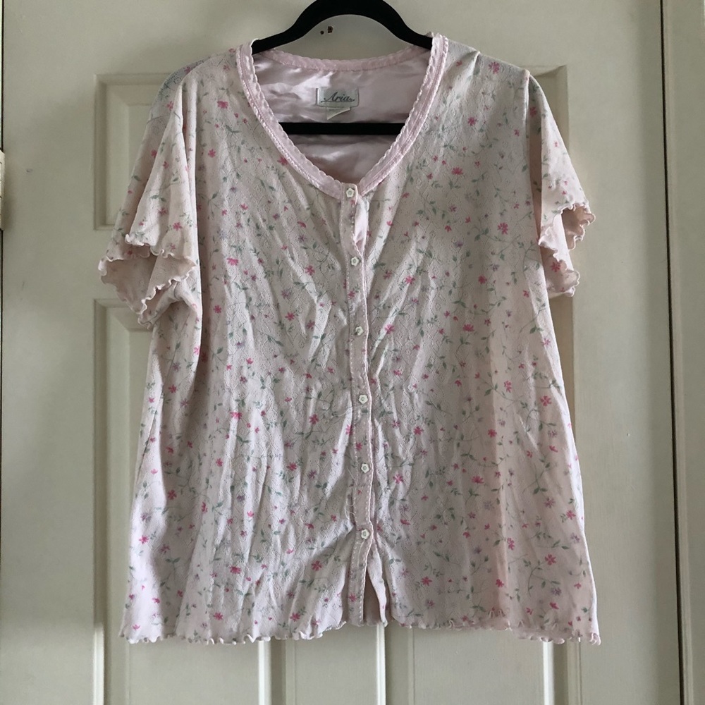2 piece pink floral pajama set